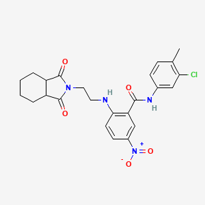 N-(3-chloro-4-methylphenyl)-2-[2-(1,3-dioxo-3a,4,5,6,7,7a-hexahydroisoindol-2-yl)ethylamino]-5-nitrobenzamide