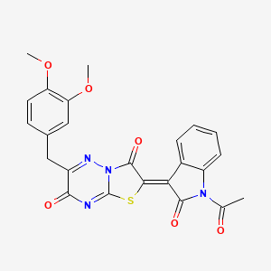 (2Z)-2-(1-acetyl-2-oxo-1,2-dihydro-3H-indol-3-ylidene)-6-(3,4-dimethoxybenzyl)-7H-[1,3]thiazolo[3,2-b][1,2,4]triazine-3,7(2H)-dione