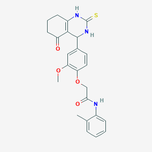 molecular formula C24H25N3O4S B4100824 2-[2-methoxy-4-(5-oxo-2-thioxo-1,2,3,4,5,6,7,8-octahydro-4-quinazolinyl)phenoxy]-N-(2-methylphenyl)acetamide 