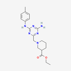 ethyl 1-({4-amino-6-[(4-methylphenyl)amino]-1,3,5-triazin-2-yl}methyl)-3-piperidinecarboxylate