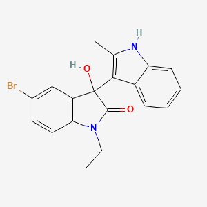 molecular formula C19H17BrN2O2 B4100907 5'-bromo-1'-ethyl-3'-hydroxy-2-methyl-1',3'-dihydro-1H,2'H-3,3'-biindol-2'-one 