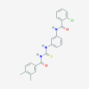 molecular formula C23H20ClN3O2S B410094 2-chloro-N-[3-({[(3,4-dimethylbenzoyl)amino]carbothioyl}amino)phenyl]benzamide 