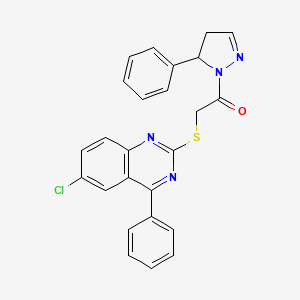 molecular formula C25H19ClN4OS B4100947 2-[(6-chloro-4-phenylquinazolin-2-yl)sulfanyl]-1-(5-phenyl-4,5-dihydro-1H-pyrazol-1-yl)ethanone 