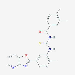 molecular formula C23H20N4O2S B410095 N-(3,4-dimethylbenzoyl)-N'-(2-methyl-5-[1,3]oxazolo[4,5-b]pyridin-2-ylphenyl)thiourea 