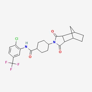 molecular formula C23H24ClF3N2O3 B4100953 N~1~-[2-CHLORO-5-(TRIFLUOROMETHYL)PHENYL]-4-(3,5-DIOXO-4-AZATRICYCLO[5.2.1.0~2,6~]DEC-4-YL)-1-CYCLOHEXANECARBOXAMIDE 