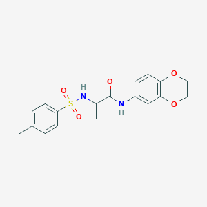 molecular formula C18H20N2O5S B4100955 N-(2,3-dihydro-1,4-benzodioxin-6-yl)-2-[(4-methylphenyl)sulfonylamino]propanamide 