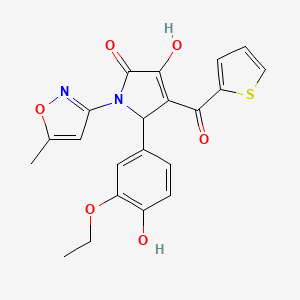 molecular formula C21H18N2O6S B4100957 (4E)-5-(3-ethoxy-4-hydroxyphenyl)-4-[hydroxy(thiophen-2-yl)methylidene]-1-(5-methyl-1,2-oxazol-3-yl)pyrrolidine-2,3-dione 