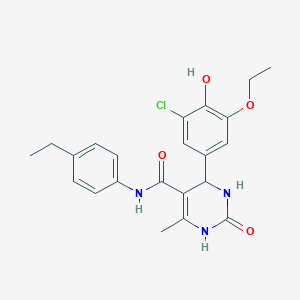 molecular formula C22H24ClN3O4 B4101009 4-(3-chloro-5-ethoxy-4-hydroxyphenyl)-N-(4-ethylphenyl)-6-methyl-2-oxo-1,2,3,4-tetrahydro-5-pyrimidinecarboxamide 