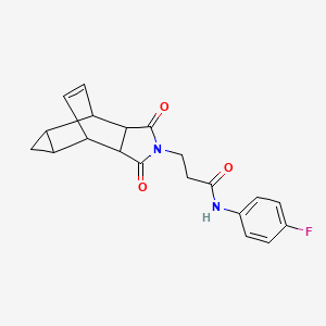 3-(3,5-dioxo-4-azatetracyclo[5.3.2.0~2,6~.0~8,10~]dodec-11-en-4-yl)-N-(4-fluorophenyl)propanamide