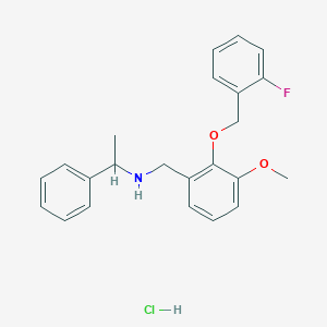 N-[[2-[(2-fluorophenyl)methoxy]-3-methoxyphenyl]methyl]-1-phenylethanamine;hydrochloride