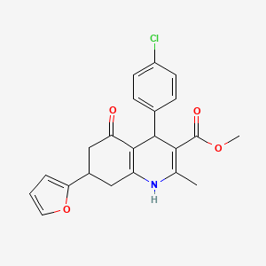 molecular formula C22H20ClNO4 B4101091 Methyl 4-(4-chlorophenyl)-7-(furan-2-yl)-2-methyl-5-oxo-1,4,5,6,7,8-hexahydroquinoline-3-carboxylate 