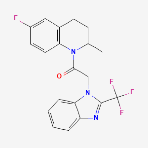 molecular formula C20H17F4N3O B4101200 6-fluoro-2-methyl-1-{[2-(trifluoromethyl)-1H-benzimidazol-1-yl]acetyl}-1,2,3,4-tetrahydroquinoline 