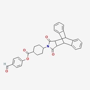 4-Formylphenyl 4-(16,18-dioxo-17-azapentacyclo[6.6.5.0~2,7~.0~9,14~.0~15,19~]nonadeca-2,4,6,9,11,13-hexaen-17-yl)cyclohexanecarboxylate (non-preferred name)