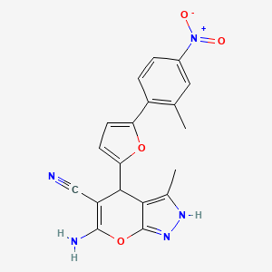 6-amino-3-methyl-4-[5-(2-methyl-4-nitrophenyl)-2-furyl]-1,4-dihydropyrano[2,3-c]pyrazole-5-carbonitrile