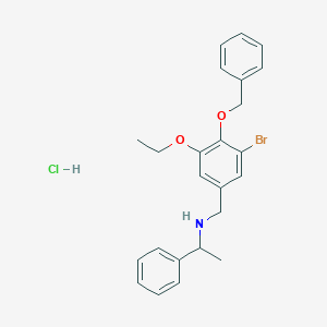 molecular formula C24H27BrClNO2 B4101243 N-[(3-bromo-5-ethoxy-4-phenylmethoxyphenyl)methyl]-1-phenylethanamine;hydrochloride 