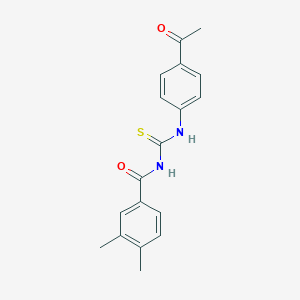 molecular formula C18H18N2O2S B410126 N-[(4-acetylphenyl)carbamothioyl]-3,4-dimethylbenzamide 