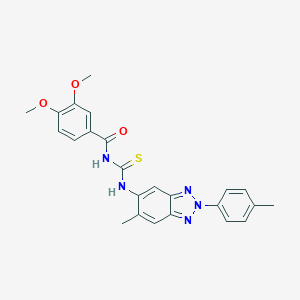 molecular formula C24H23N5O3S B410138 3,4-dimethoxy-N-{[6-methyl-2-(4-methylphenyl)-2H-benzotriazol-5-yl]carbamothioyl}benzamide CAS No. 335213-61-1