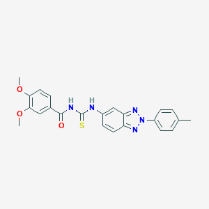 molecular formula C23H21N5O3S B410139 3,4-dimethoxy-N-{[2-(4-methylphenyl)-2H-benzotriazol-5-yl]carbamothioyl}benzamide CAS No. 335213-59-7