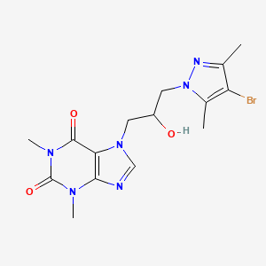 molecular formula C15H19BrN6O3 B4101399 7-[3-(4-bromo-3,5-dimethyl-1H-pyrazol-1-yl)-2-hydroxypropyl]-1,3-dimethyl-3,7-dihydro-1H-purine-2,6-dione 