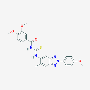molecular formula C24H23N5O4S B410141 3,4-dimethoxy-N-{[2-(4-methoxyphenyl)-6-methyl-2H-benzotriazol-5-yl]carbamothioyl}benzamide 