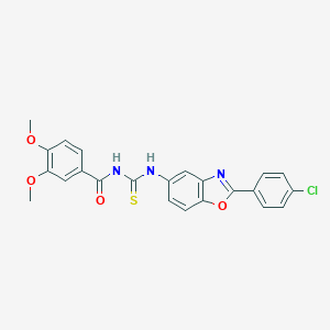 molecular formula C23H18ClN3O4S B410143 N-{[2-(4-chlorophenyl)-1,3-benzoxazol-5-yl]carbamothioyl}-3,4-dimethoxybenzamide CAS No. 335213-65-5