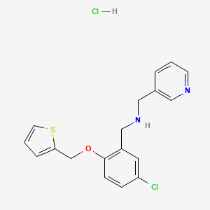 N-[[5-chloro-2-(thiophen-2-ylmethoxy)phenyl]methyl]-1-pyridin-3-ylmethanamine;hydrochloride