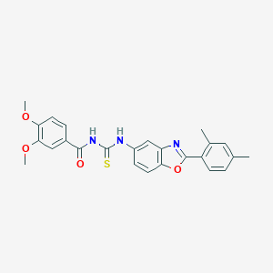 molecular formula C25H23N3O4S B410147 N-{[2-(2,4-dimethylphenyl)-1,3-benzoxazol-5-yl]carbamothioyl}-3,4-dimethoxybenzamide CAS No. 335213-68-8