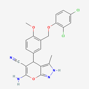 6-amino-4-{3-[(2,4-dichlorophenoxy)methyl]-4-methoxyphenyl}-3-methyl-1,4-dihydropyrano[2,3-c]pyrazole-5-carbonitrile