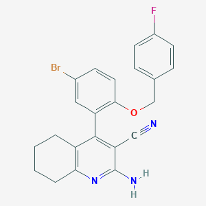 2-amino-4-{5-bromo-2-[(4-fluorobenzyl)oxy]phenyl}-5,6,7,8-tetrahydro-3-quinolinecarbonitrile