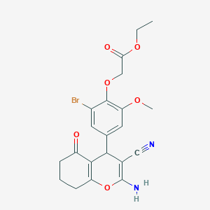 molecular formula C21H21BrN2O6 B4101532 ethyl [4-(2-amino-3-cyano-5-oxo-5,6,7,8-tetrahydro-4H-chromen-4-yl)-2-bromo-6-methoxyphenoxy]acetate 