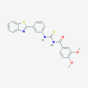 molecular formula C23H19N3O3S2 B410156 N-{[3-(1,3-benzothiazol-2-yl)phenyl]carbamothioyl}-3,4-dimethoxybenzamide CAS No. 335213-82-6