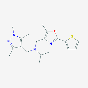 N-{[5-methyl-2-(2-thienyl)-1,3-oxazol-4-yl]methyl}-N-[(1,3,5-trimethyl-1H-pyrazol-4-yl)methyl]-2-propanamine