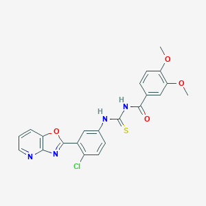 molecular formula C22H17ClN4O4S B410157 N-{[4-chloro-3-([1,3]oxazolo[4,5-b]pyridin-2-yl)phenyl]carbamothioyl}-3,4-dimethoxybenzamide CAS No. 335213-81-5