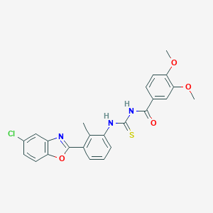 molecular formula C24H20ClN3O4S B410158 N-[3-(5-chloro-1,3-benzoxazol-2-yl)-2-methylphenyl]-N'-(3,4-dimethoxybenzoyl)thiourea 