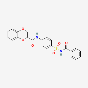 molecular formula C22H18N2O6S B4101582 N-{4-[(benzoylamino)sulfonyl]phenyl}-2,3-dihydro-1,4-benzodioxine-2-carboxamide 