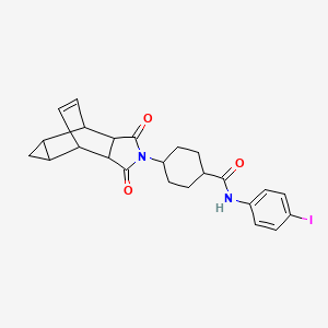 4-(3,5-dioxo-4-azatetracyclo[5.3.2.0~2,6~.0~8,10~]dodec-11-en-4-yl)-N-(4-iodophenyl)cyclohexanecarboxamide