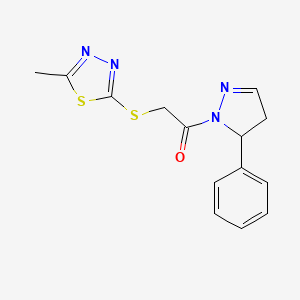 2-methyl-5-{[2-oxo-2-(5-phenyl-4,5-dihydro-1H-pyrazol-1-yl)ethyl]thio}-1,3,4-thiadiazole