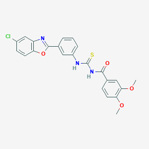 molecular formula C23H18ClN3O4S B410162 N-{[3-(5-chloro-1,3-benzoxazol-2-yl)phenyl]carbamothioyl}-3,4-dimethoxybenzamide CAS No. 335213-85-9