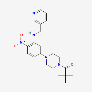 molecular formula C21H27N5O3 B4101664 5-[4-(2,2-dimethylpropanoyl)-1-piperazinyl]-2-nitro-N-(3-pyridinylmethyl)aniline 