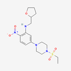 molecular formula C17H26N4O5S B4101677 5-[4-(ethylsulfonyl)-1-piperazinyl]-2-nitro-N-(tetrahydro-2-furanylmethyl)aniline 