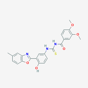 molecular formula C24H21N3O5S B410169 N-{[4-hydroxy-3-(5-methyl-1,3-benzoxazol-2-yl)phenyl]carbamothioyl}-3,4-dimethoxybenzamide CAS No. 335213-92-8