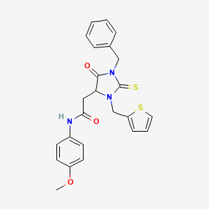 2-[1-benzyl-5-oxo-3-(2-thienylmethyl)-2-thioxo-4-imidazolidinyl]-N-(4-methoxyphenyl)acetamide