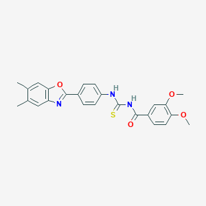 molecular formula C25H23N3O4S B410174 N-{[4-(5,6-dimethyl-1,3-benzoxazol-2-yl)phenyl]carbamothioyl}-3,4-dimethoxybenzamide CAS No. 335213-98-4