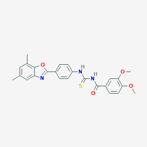 N-{[4-(5,7-dimethyl-1,3-benzoxazol-2-yl)phenyl]carbamothioyl}-3,4-dimethoxybenzamide
