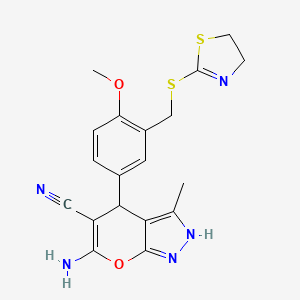 6-amino-4-{3-[(4,5-dihydro-1,3-thiazol-2-ylthio)methyl]-4-methoxyphenyl}-3-methyl-1,4-dihydropyrano[2,3-c]pyrazole-5-carbonitrile