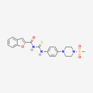 molecular formula C21H22N4O4S2 B4101869 N-[({4-[4-(methylsulfonyl)-1-piperazinyl]phenyl}amino)carbonothioyl]-1-benzofuran-2-carboxamide 