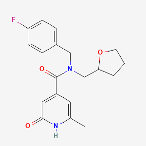 molecular formula C19H21FN2O3 B4101889 N-(4-fluorobenzyl)-6-methyl-2-oxo-N-(tetrahydrofuran-2-ylmethyl)-1,2-dihydropyridine-4-carboxamide 