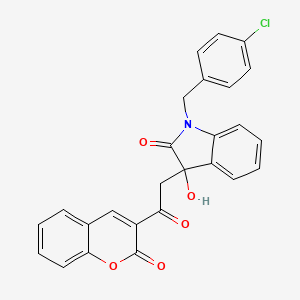 molecular formula C26H18ClNO5 B4101912 1-(4-chlorobenzyl)-3-hydroxy-3-[2-oxo-2-(2-oxo-2H-chromen-3-yl)ethyl]-1,3-dihydro-2H-indol-2-one 