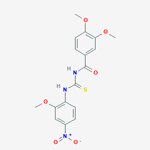 molecular formula C17H17N3O6S B410194 3,4-dimethoxy-N-[(2-methoxy-4-nitrophenyl)carbamothioyl]benzamide 