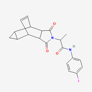 molecular formula C20H19IN2O3 B4101983 2-(3,5-dioxo-4-azatetracyclo[5.3.2.0~2,6~.0~8,10~]dodec-11-en-4-yl)-N-(4-iodophenyl)propanamide 